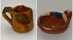 Vintage Lot Small Mexican Pottery Miniature Single Cup &Bowl