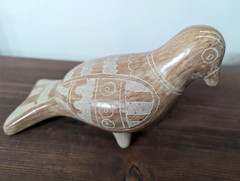 Vintage Mexico Pottery Effigy Parrot Bird Sculpture Vase Vessel Reproduction