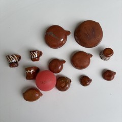 Lot collected handmade clay miniature dishes vase South tea set Central America