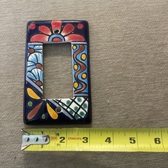 Mexican Talavera Art Pottery Ceramic Handmade Single Switch Plate Cover 3×5”