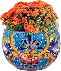 Set of 2 7″ Talavera Green Ceramic Flower Pots for Indoor/Outdoor Plants