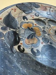 Vtg Tonala Mexico Folk Art Pottery Wall Hanging Plate Birds Squirrel 12” Round