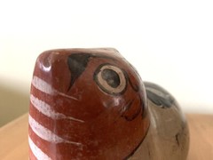 CLASSIC TONALA POTTERY CAT FIGURE MEXICO BRUNIDO NAHUAL SHAMAN 5.25” L SIGNED