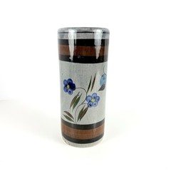Vintage Vase, Tonala Mexico Art Pottery Gray Tube Shape. Mid-Century Modern