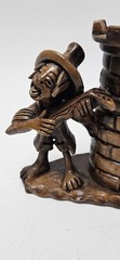 Vintage Folk Art Pottery Men Playing Music Pen holder Figurine Sculpture