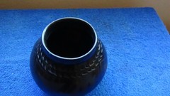 Luis Ortiz Santa Clara NM Pueblo Classic Black on Black hand polished Coil pot