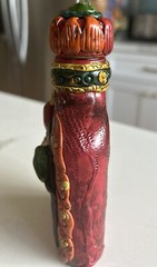 Unique BELIZE Toucan Bird 3D Art Clay Pottery Glass Flask 6 x 3