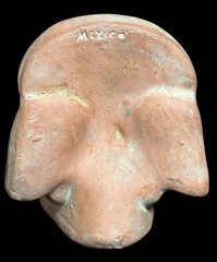 Mexican Folk Art Mayan Clay Terra Cotta Sculpture Figurine Corn God 3-3/4″ Repro