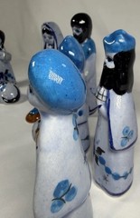 Vintage Estate 14 Piece Tonala Folk Art Mexican Pottery Nativity Set
