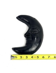 Vtg. Handcrafted Oaxaca Barro Negro Black Clay Crescent Moon Face Wall Hanging