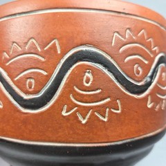 Mexican Modernist Sgraffito Folk Art Tripod Footed Bowl Leopoldo De Mexico