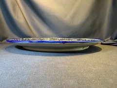 Handcrafted Large Mexican Folk Art Painted Round Platter 13.75 in. Signed