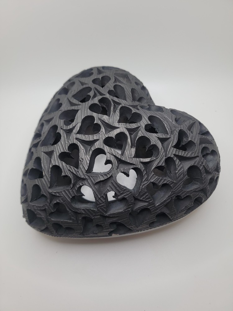 Hanging Barro Negro Black Clay Pottery Heart figurine