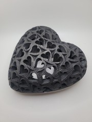 Hanging Barro Negro Black Clay Pottery Heart figurine