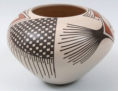 Mata Ortiz Pottery Zulema Quezada Vase Pot 6″ Mid Century Modern Abstract Fish