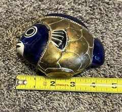 Unique Ceramic Fish Brass Covered With Twisted Edging Detail Figure Armored Fish