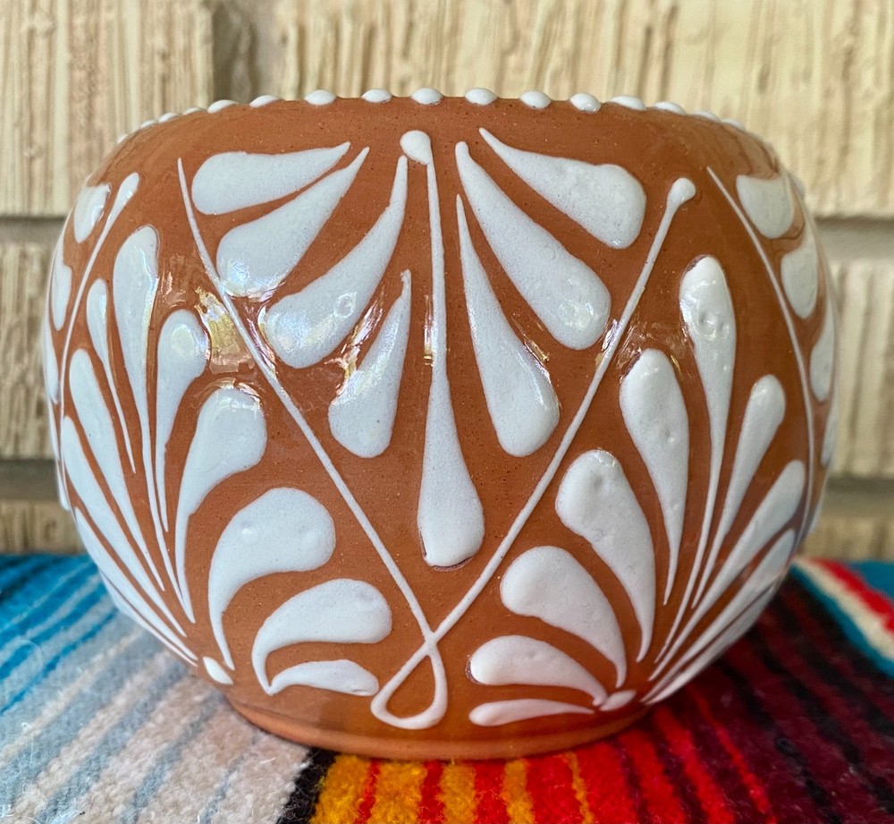 Mexican Ceramic Flower Pot Planter Folk Art Pottery Handmade Talavera #6