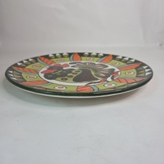 Hand Painted Mexican Rooster 10.5″ Round Serving Platter Decorative Plate