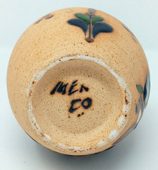 Tonala Mexico 8.25″ Vase sandstone Pottery hand painted enamel Quail & flowers