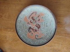 Classic Maya or Aztec Folk Art Reproduction Plate Wall Art 11.75in B4