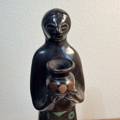 Vtg Oaxaca Mexico Black Pottery Folk Art Sculpture Woman Manuel Felguerez Style