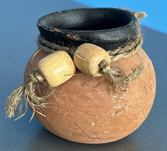 4 Multi Color Pot – Leather Covered Terracotta Mexican Pot ~JJ