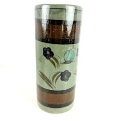 Vintage Vase, Tonala Mexico Art Pottery Gray Tube Shape. Mid-Century Modern