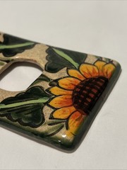 Talevera Single Outlet Plate Cover Sunflower Yellow Flower Mexico Pottery