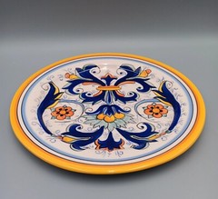 KERAMICS PERU POTTERY HAND PAINTED ROUND SERVING PLATE OR PLATTER