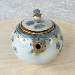 Vintage El Palomar Tonala Mexico Hand Painted Blue Bird & Butterfly 4.5″ Teapot