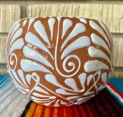 Mexican Ceramic Flower Pot Planter Folk Art Pottery Handmade Talavera #4
