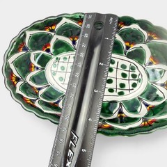Talavera Camacho Mexico Lead Free Oval Dish 7.5″ Hand Painted Green Bowl