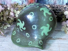 Green Clay Conch Shell Pre-Columbian Symbol Handmade Michoacán Mexican Folk Art