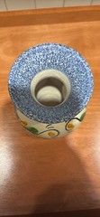 Vintage Tonala Mexican Folk Art Pottery Vase Hand-Painted Floral Blue and Green