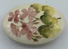 Moorcroft Pottery White And Pink and green Trinket Box