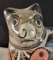Vtg Tonala cat doorstop Ceramic Large Mexico Boho Modern Cottage Rustic Folk Art