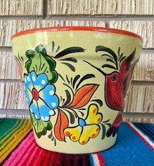 Lg Mexican Ceramic Flower Pot Planter Folk Art Pottery Handmade Talavera L#9