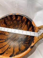 X-LARGE Atq/Vtg Puebla Ware Red Terracotta Pot Bowl With Handles Estate Find