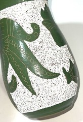 VTG Aztec Mayan Mexican Warrior Handcrafted Folk Art Pottery Clay Vase Green 7″