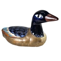 VTG Tonala Brass Duck Figurines Talavera Mexican Folk Art Set of (3) 8″