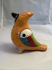 Tonala Bird Hand Painted Colorful Mexican Pottery Water Whistle Ocarina Works