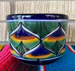 Mexican Ceramic Flower Pot Planter Folk Art Pottery Handmade Talavera #6