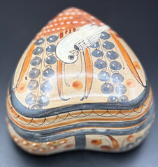 Vintage Trinket Box Tonala Mexican Pottery Heart Dove Hand Painted