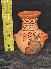 Belize Handmade Pottery Vase 4” Folk Art Decor Tribal Art Clay