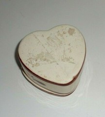 Heart Shaped Trinket Box Tonala Pottery Yellow Bird Motif Signed CAT Mexico