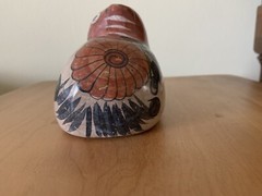 CLASSIC TONALA POTTERY CAT FIGURE MEXICO BRUNIDO NAHUAL SHAMAN 5.25” L SIGNED