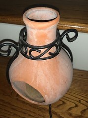 Mexico Talavera Terra Cotta Pottery Table Top Chiminea with Metal Stand RARE❤️tb