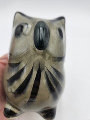 Tonala OWL Purple & Blue Flower Hand Painted Mexican Folk Art Vintage McM
