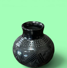 Mata Ortiz Pottery Black On Black Paquime Line Work Tomasa Mora Mexican Art