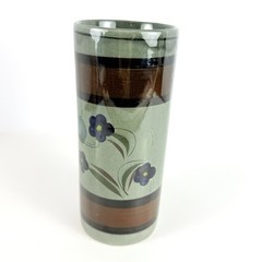 Vintage Vase, Tonala Mexico Art Pottery Gray Tube Shape. Mid-Century Modern